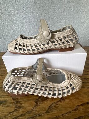 Ruby Label cream open basket-weave Mary Jane flats toddler girls EU 22 US 6- 6.5